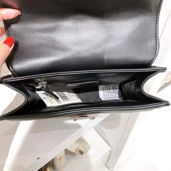 Michael Kors Serena Medium Quilted Flap Chain Shoulder Bag Croosbody Silver Tone - Picture 14 of 14